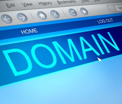 Illustration depicting a computer screen capture with a domain concept.
