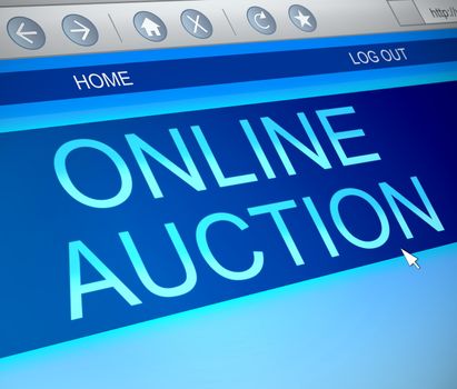 Illustration depicting a computer screen capture with an online auction concept.