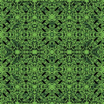 Seamless abstract pattern, black contours on green background.
