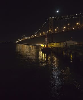 San Francisco Bay bridge in the night