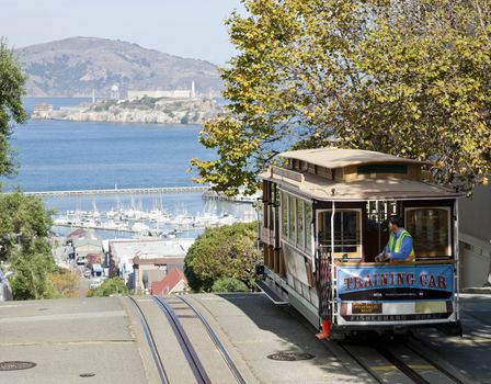 SAN FRANCISCO - NOVEMBER 2nd: The Cable car tram, November 2nd, 2012 in San Francisco, USA. The San Francisco cable car system is world last permanently manually operated cable car system. Lines were established between 1873 and 1890.