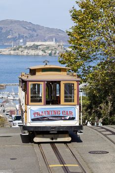 SAN FRANCISCO - NOVEMBER 2nd: The Cable car tram, November 2nd, 2012 in San Francisco, USA. The San Francisco cable car system is world last permanently manually operated cable car system. Lines were established between 1873 and 1890.