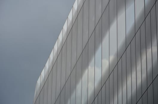 Office block with dark cloud