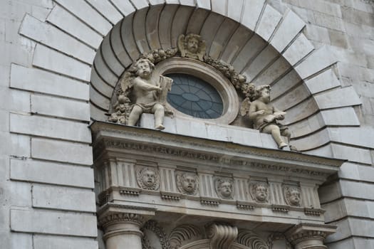 Ornate building arch at bow church