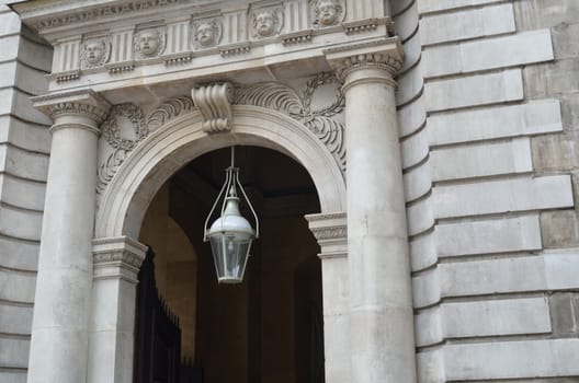 ornate building arch with lamp