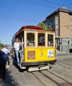 SAN FRANCISCO - NOVEMBER 3rd: The Cable car tram, November 3rd, 2012 in San Francisco, USA. The San Francisco cable car system is world last permanently manually operated cable car system. Lines were established between 1873 and 1890.