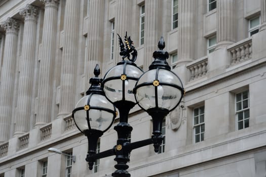 Antique city lights with building in background