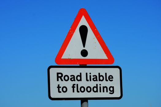 Road liable to flooding sign