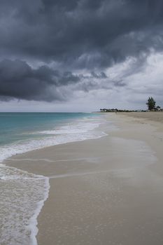 dark storm on atlantic ocean beach