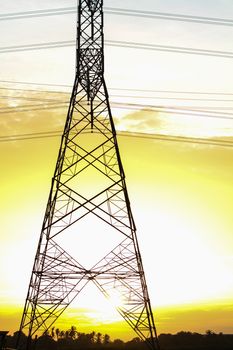 Power transmission tower line of electricity distribution