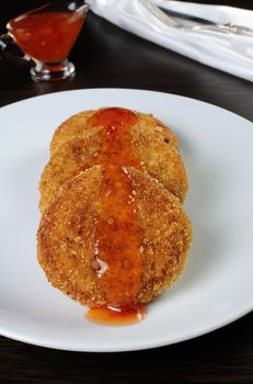 Chicken cutlet breaded in lettuce leaves