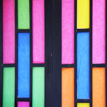 Multicolor paper on slide doors for background