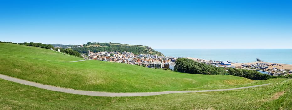 A panoramic view of the historic Hastings in England