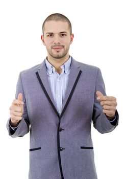 young casual man portrait, isolated on white