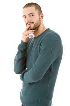 young casual man portrait, isolated on white