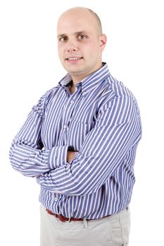 young casual man portrait, isolated on white