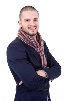 young casual man portrait, isolated on white