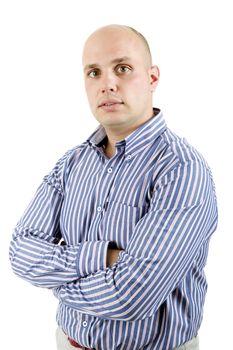 young casual man portrait, isolated on white