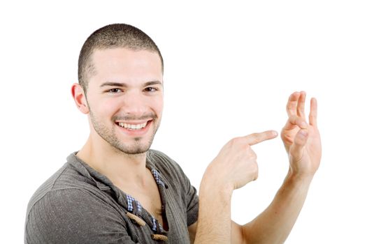 young casual man portrait, isolated on white