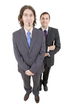 two young businessmen full body, isolated on white