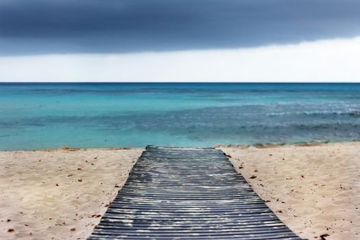 catwalk on beach in Menorca - Balearic Islands (Spain)