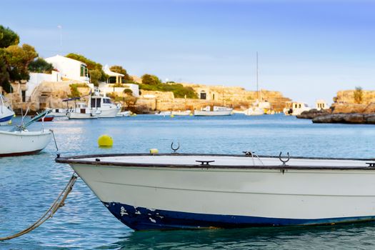 little Boat on a sea loch, Menorca. Balearic Islands (Spain)