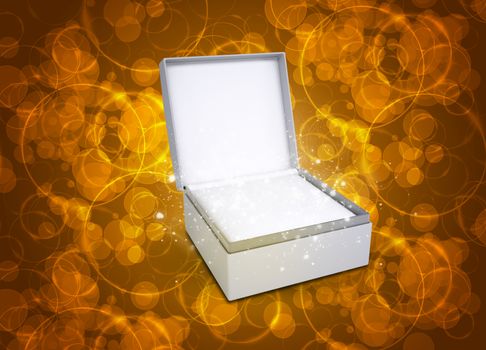 Jewelry box with magical circles of light on dark background