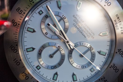 Close up of nice steel luxury watch