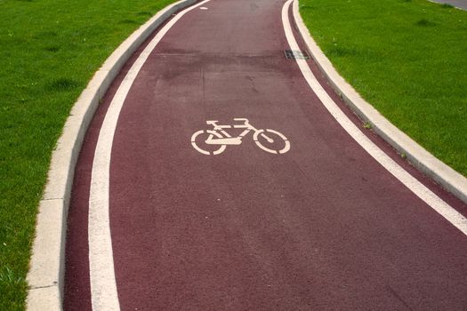 View of new bike path in Milan