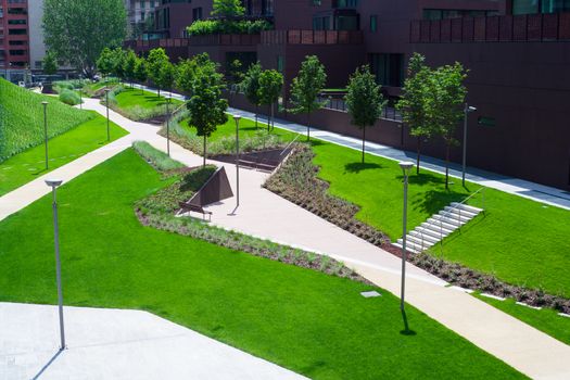 View of new bike path in Milan