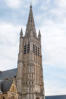 The Cathedral tower in Ypres flander Belgium