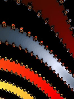 Digital computer graphic - rendering. Patterned fractal background with stripes for design.
