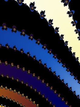 Digital computer graphic - rendering. Patterned fractal background with stripes for design.