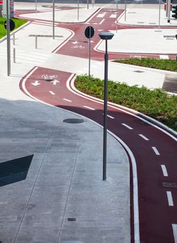 View of new bike path in Milan