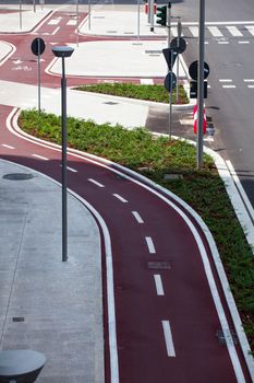 View of new bike path in Milan