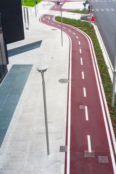 View of new bike path in Milan