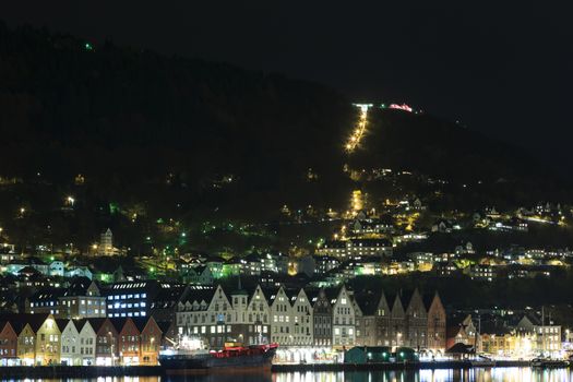 Bergen Harbour at night