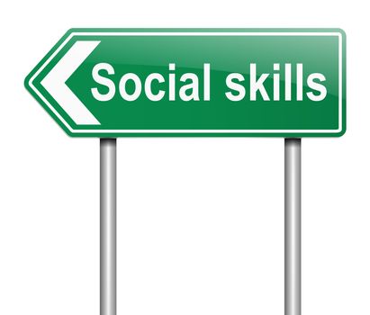 Illustration depicting a sign with a social skills concept.