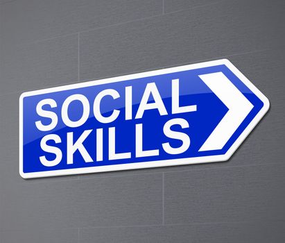 Illustration depicting a sign with a social skills concept.