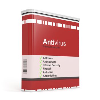 Antivirus software box on white background