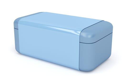 Blue plastic box on white background
