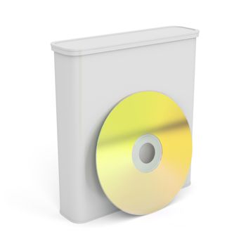 Blank plastic box and disc on white background 