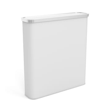 White plastic rounded box on white background