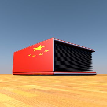 Book with China flag on cover, 3d render