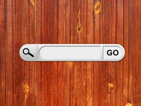 Search bar in browser. Aged wooden painted surface on background