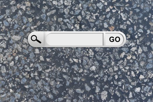 Search bar in browser. Dark asphalt surface on background