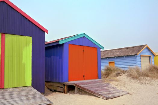 Colorful Beach Huts in  Melbourne, Australia