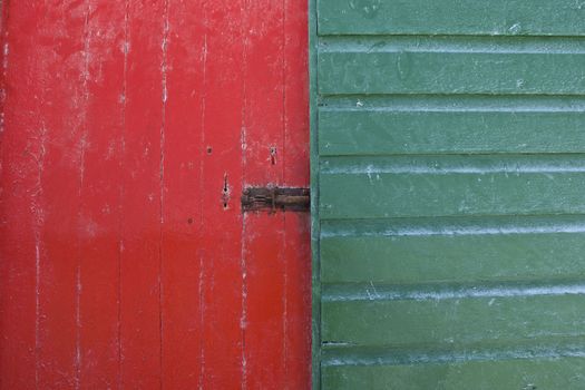 Brightly painted wooden hut, background
