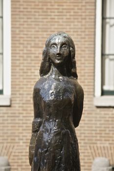 Anne Frank statue in a passage in Amsterdam, Netherlands Holland, Europe.
Photo taken on: August 27th, 2013 