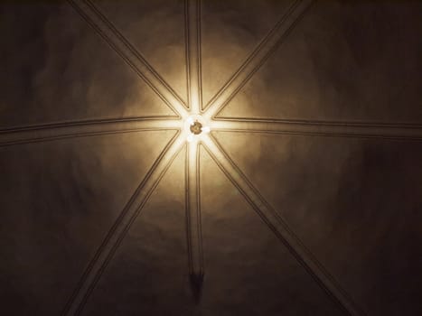 Beautiful lamps on ceiling of a church religion christianity background